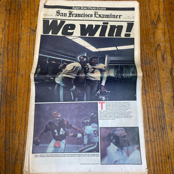 Vintage San Francisco Examiner 49ers Super Bowl Souvenier Newspapers 01-25-1982 - Picture 2 of 12